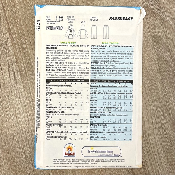 Teletubbies Iron-On Transfers with Sewing Patterns - Picture 5 of 5